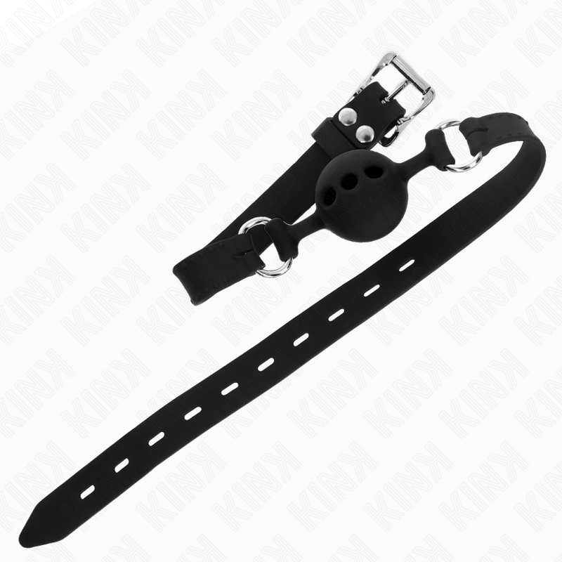 Kink - Bavaglio In Silicone Completo 55 X 2 Cm Con Palla Da 4 Cm Taglia S Nero Regolabile 35-51 Cm