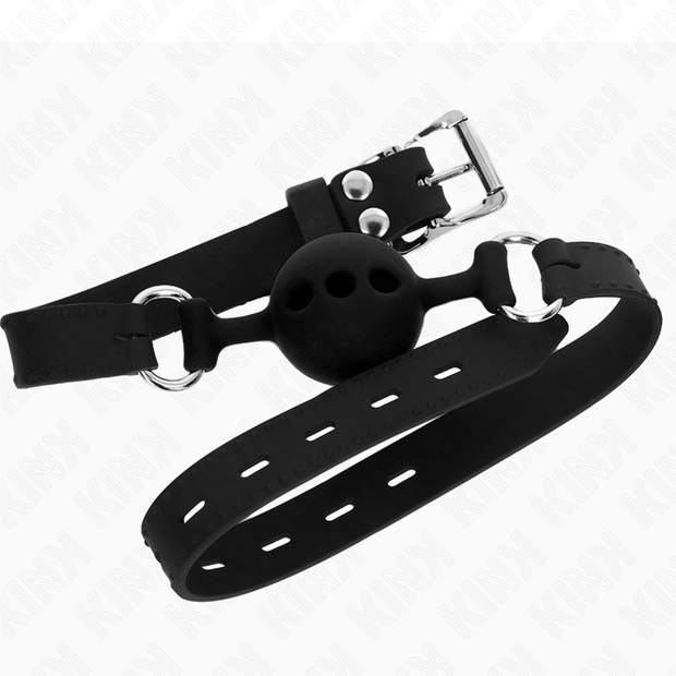 Kink - Bavaglio In Silicone Completo 55 X 2 Cm Con Palla Da 4 Cm Taglia S Nero Regolabile 35-51 Cm