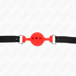 Kink - Bavaglio In Silicone Completo 55 X 2 Cm Con Palla Da 4 Cm Taglia S Rosso Regolabile 35-51 Cm