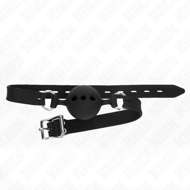 Kink - Bavaglio In Silicone Completo 55 X 2 Cm Con Palla Da 5 Cm Taglia L Nero Regolabile 35-51 Cm