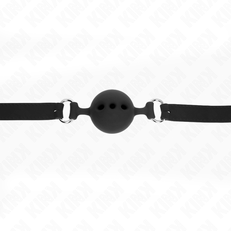 Kink - Bavaglio In Silicone Completo 55 X 2 Cm Con Palla Da 5 Cm Taglia L Nero Regolabile 35-51 Cm
