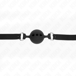 Kink - Bavaglio In Silicone Completo 55 X 2 Cm Con Palla Da 5 Cm Taglia L Nero Regolabile 35-51 Cm