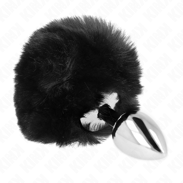 Kink - Tappo In Acciaio Inox 7 X 3 Cm Con Coda Di Coniglio In Pelliccia Sintetica Nera 8 Cm