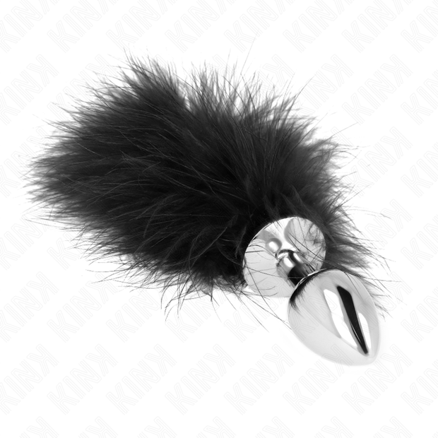 Kink - Plug Anale In Acciaio Inox 11 X 7 Cm Con Piuma 11 Cm