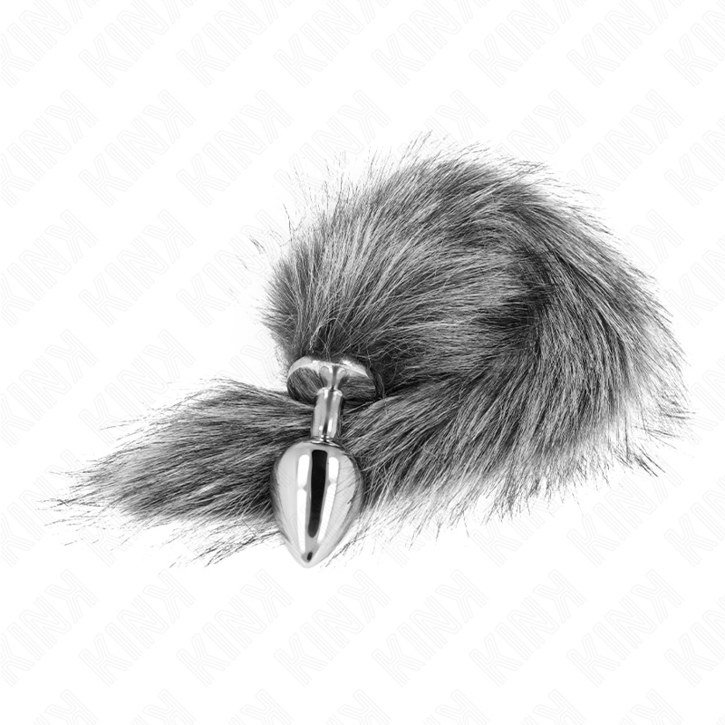 Kink - Plug Anale Taglia M 8 X 3,5 Cm Con Coda Sintetica 40 Cm Grigio