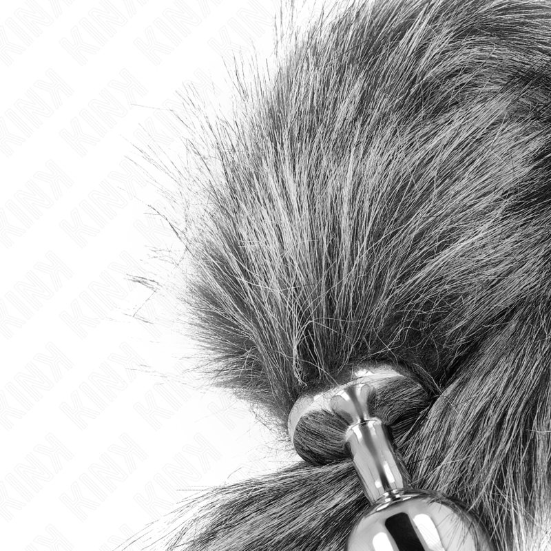 Kink - Plug Anale Taglia M 8 X 3,5 Cm Con Coda Sintetica 40 Cm Grigio