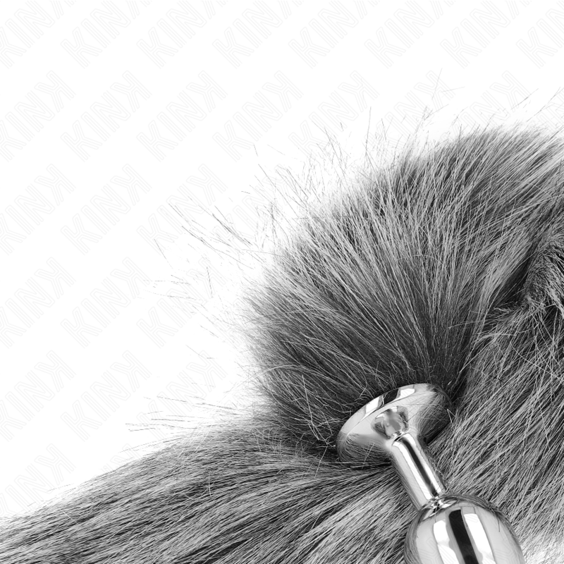 Kink - Plug Anale Taglia S 7 X 3 Cm Con Coda Sintetica 40 Cm Grigio
