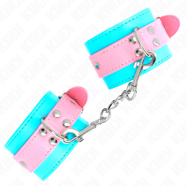 Kink - Bellissimi Cinturini Da Polso Blu/Rosa Regolabili 16-28 Cm X 5 Cm