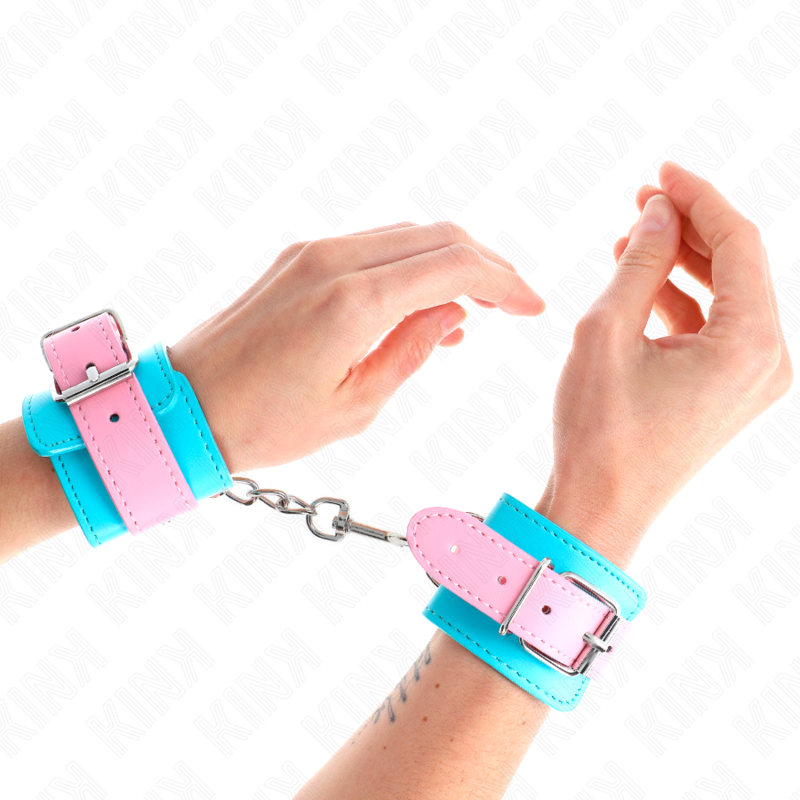 Kink - Bellissimi Cinturini Da Polso Blu/Rosa Regolabili 16-28 Cm X 5 Cm