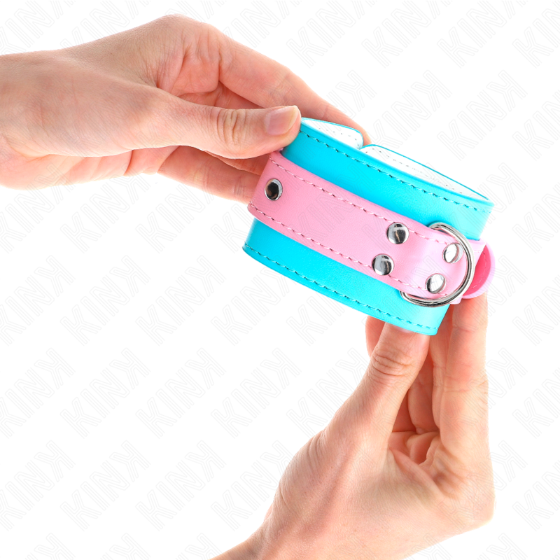 Kink - Bellissimi Cinturini Da Polso Blu/Rosa Regolabili 16-28 Cm X 5 Cm