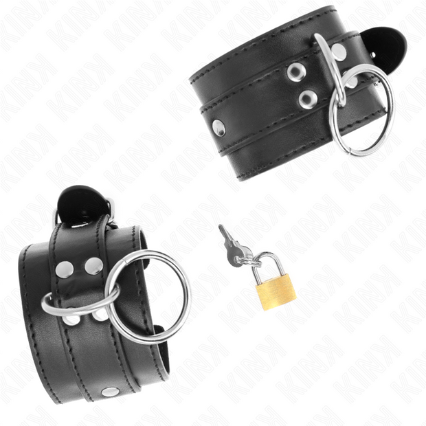 Kink - Cinture Di Sicurezza Per I Polsi Con Anello Di Bloccaggio Nero Regolabili 20-28 Cm X 5,5 Cm