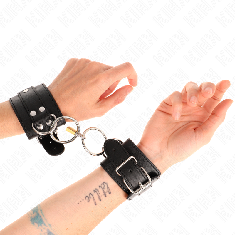 Kink - Cinture Di Sicurezza Per I Polsi Con Anello Di Bloccaggio Nero Regolabili 20-28 Cm X 5,5 Cm