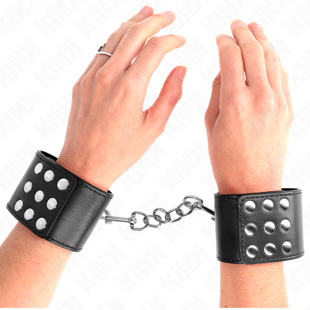 Kink - Cinturini Per Polsi Con Chiusura A Scatto Neri Regolabili 19-24 Cm X 5,5 Cm