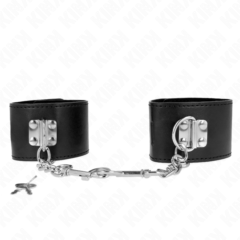 Kink - Cinturini Da Polso Con Chiusura A Lucchetto Neri Regolabili 16-23 Cm X 5,5 Cm