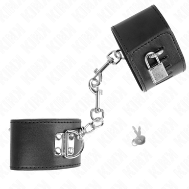 Kink - Cinturini Da Polso Con Chiusura A Lucchetto Neri Regolabili 16-23 Cm X 5,5 Cm