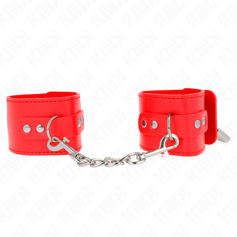 Kink - Cinturini Da Polso Con Chiusura A Lucchetto Rossi Regolabili 16-23 Cm X 5,5 Cm