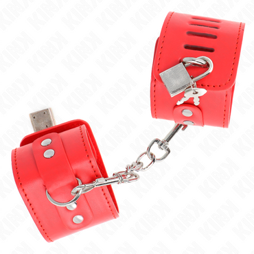 Kink - Cinturini Da Polso Con Chiusura A Lucchetto Rossi Regolabili 16-23 Cm X 5,5 Cm