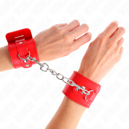 Kink - Cinturini Da Polso Con Chiusura A Lucchetto Rossi Regolabili 16-23 Cm X 5,5 Cm