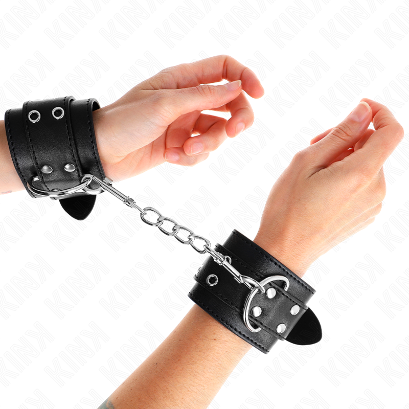 Kink - Cinturini Da Polso Con Doppia Fibbia Neri Regolabili 19-26 Cm