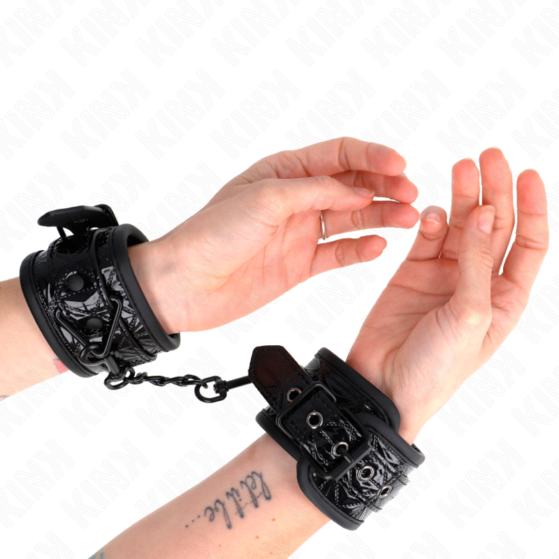Kink - Cinturini Da Polso Con Motivo A Rombo Neri Regolabili 17-26 Cm X 5,5 Cm