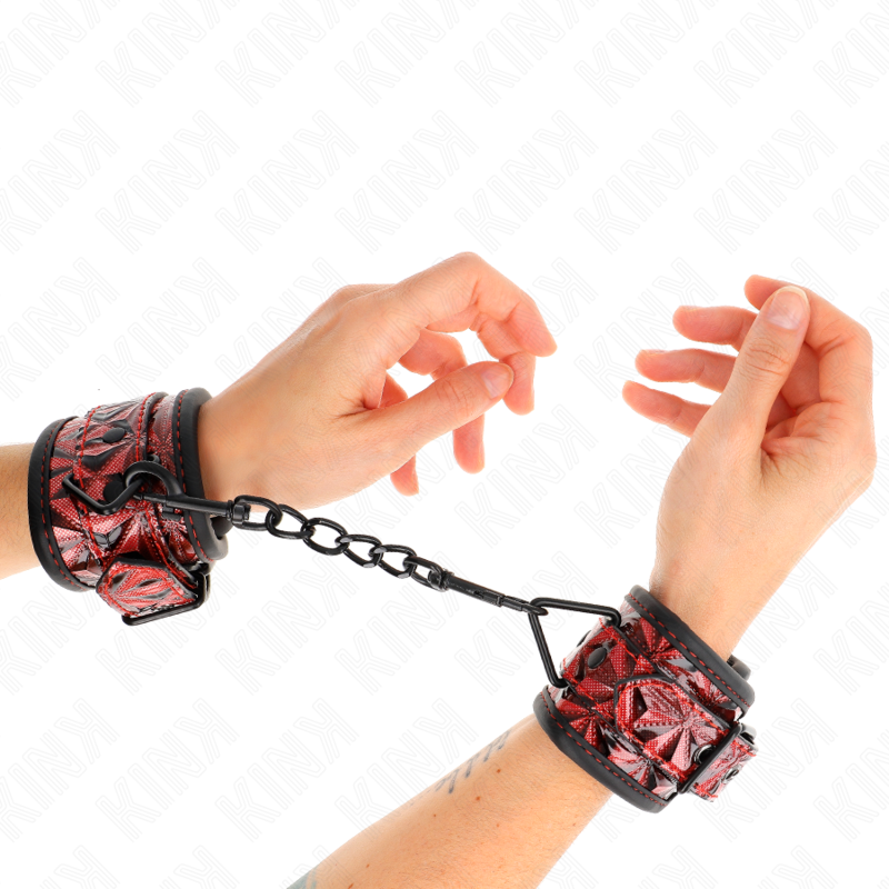 Kink - Cinturini Da Polso Con Motivo A Rombo Rosso Scuro Regolabili 17-26 Cm X 5,5 Cm