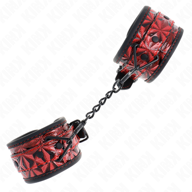 Kink - Cinturini Da Polso Con Motivo A Rombo Rosso Scuro Regolabili 17-26 Cm X 5,5 Cm