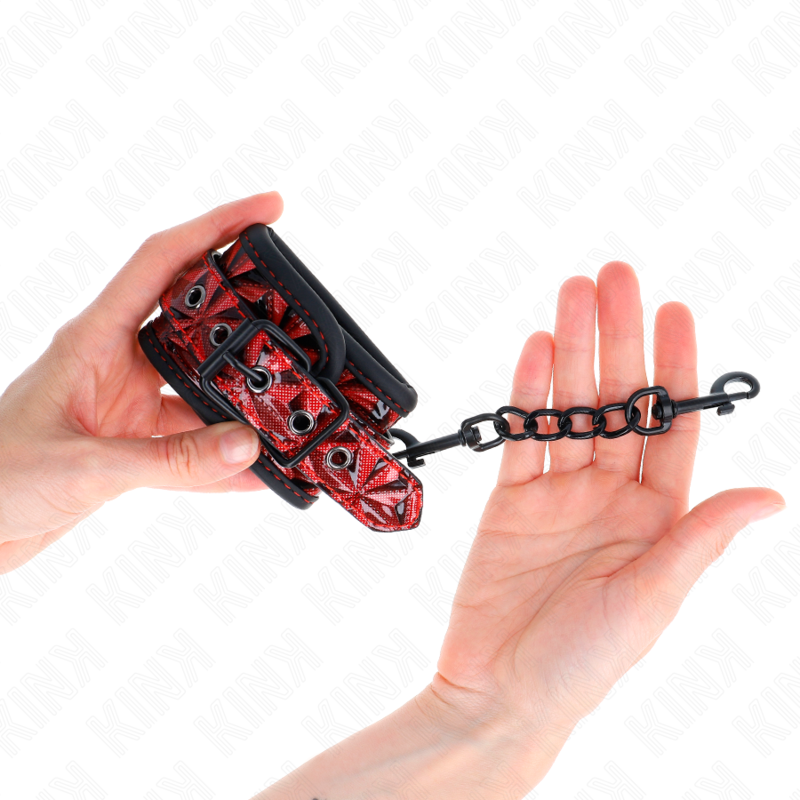 Kink - Cinturini Da Polso Con Motivo A Rombo Rosso Scuro Regolabili 17-26 Cm X 5,5 Cm