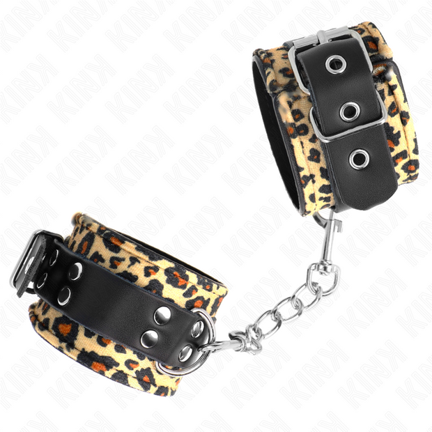 Kink - Cinturino Da Polso In Vera Pelle Leopardata Regolabile 18-29 Cm X 5,5 Cm