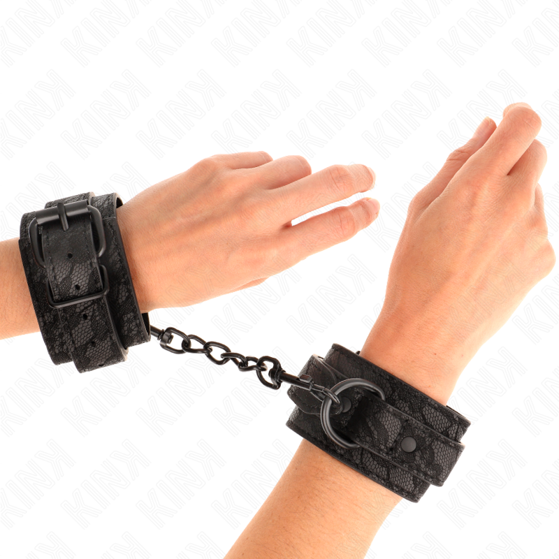 Kink - Polsini Da Polso Rivestiti In Pizzo Scuro Regolabili Neri 19-26 Cm