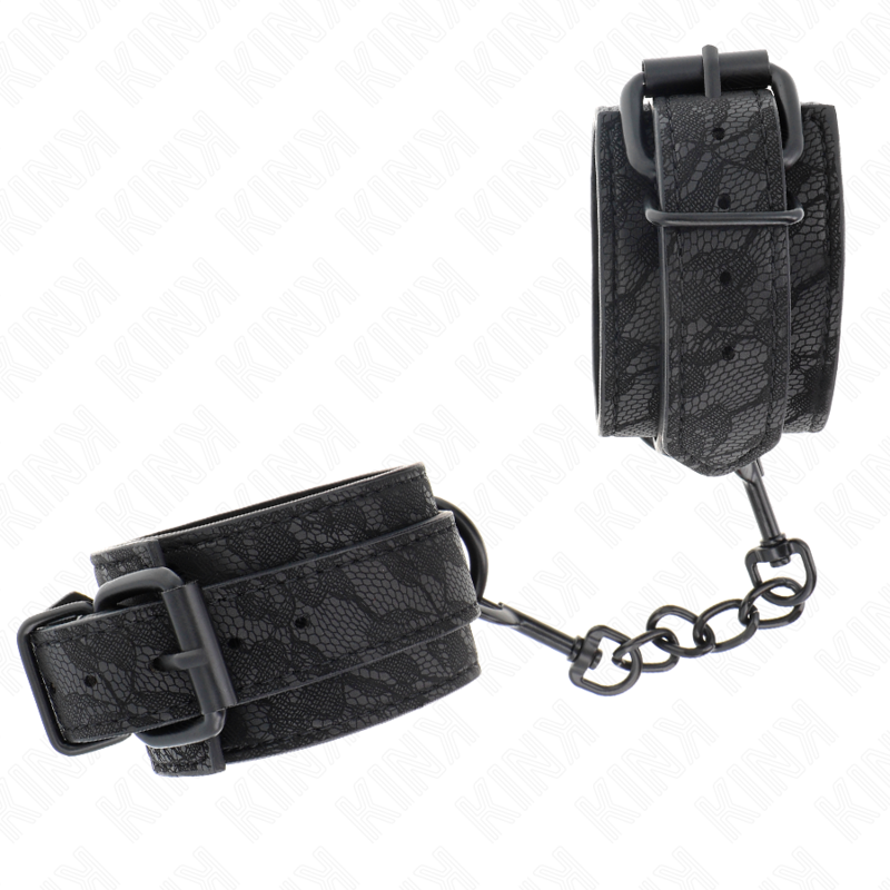 Kink - Polsini Da Polso Rivestiti In Pizzo Scuro Regolabili Neri 19-26 Cm