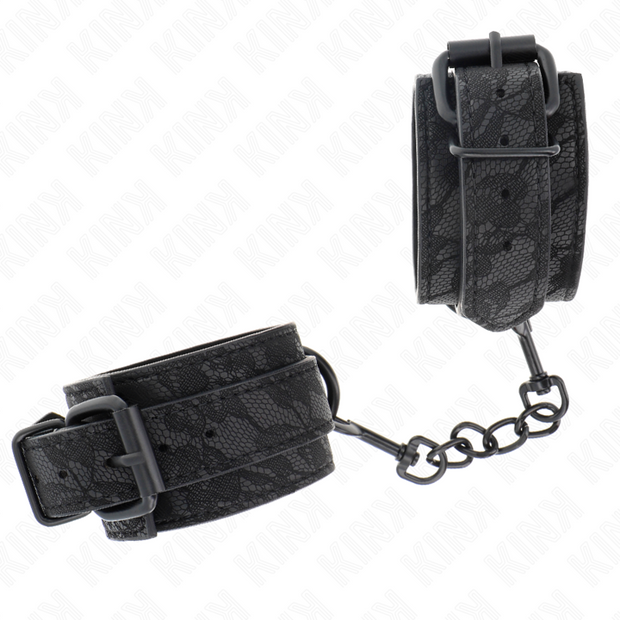 Kink - Polsini Da Polso Rivestiti In Pizzo Scuro Regolabili Neri 19-26 Cm