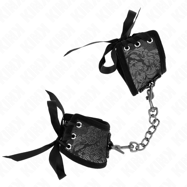 Kink - Scandal Cinturini Da Polso Con Dettagli In Pizzo Nero 24,5 Cm X 6,5 Cm