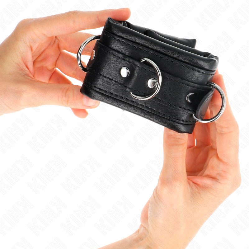 Kink - Cinturini Per Polsi Pesanti Con Foderamento In Pelliccia Nera Regolabili 20-30 Cm X 6 Cm