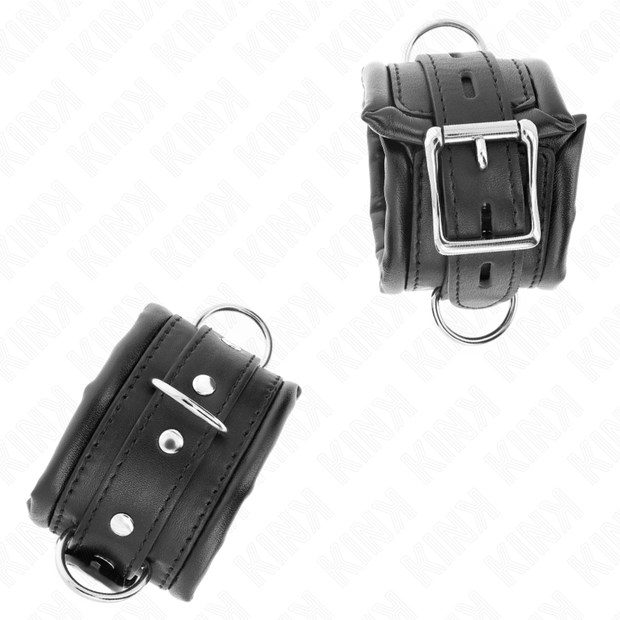 Kink - Cinturini Per Polsi Pesanti Con Foderamento In Pelliccia Nera Regolabili 20-30 Cm X 6 Cm