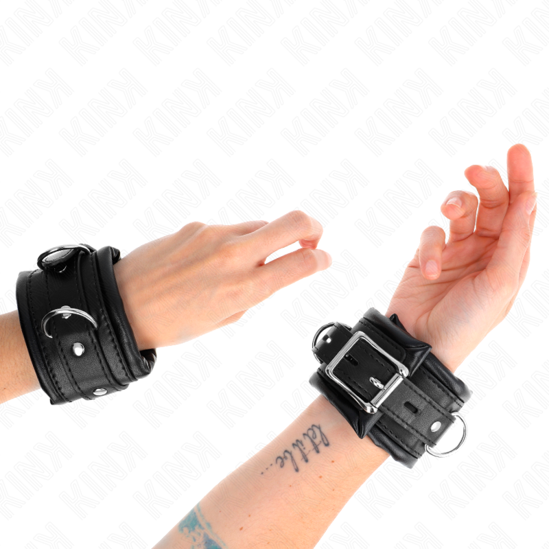 Kink - Cinturini Per Polsi Pesanti Con Foderamento In Pelliccia Nera Regolabili 20-30 Cm X 6 Cm