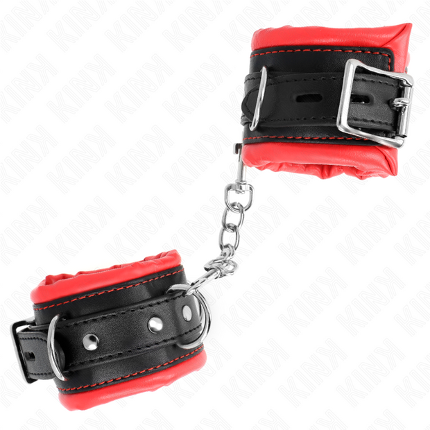 Kink - Cinturini Per Polsi Pesanti Con Foderamento In Pelliccia Rossa Regolabili 20-30 Cm X 6 Cm