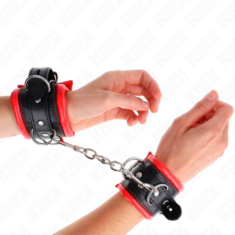 Kink - Cinturini Per Polsi Pesanti Con Foderamento In Pelliccia Rossa Regolabili 20-30 Cm X 6 Cm