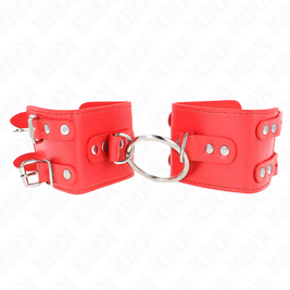 Kink - Cinturini Fissi Per Polsi Con Anello E Borchie Regolabili Rosso 17-22 Cm X 6,5 Cm