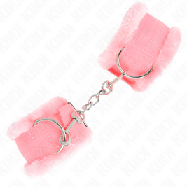 Kink - Cinturini Da Polso Rivestiti In Pelliccia Rosa Regolabili 17-31 Cm X 7 Cm
