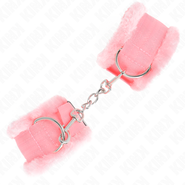 Kink - Cinturini Da Polso Rivestiti In Pelliccia Rosa Regolabili 17-31 Cm X 7 Cm