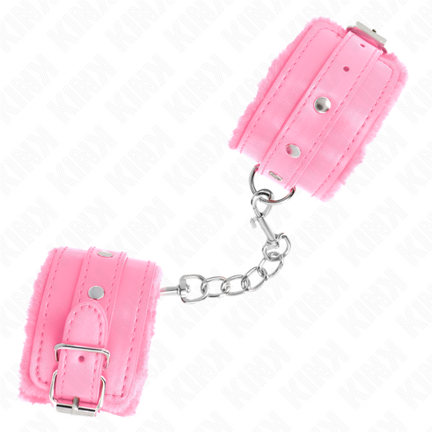 Kink - Cinturini Da Polso Premium Rivestiti In Pelliccia Rosa Con Cintura Rosa Regolabile 17-29 Cm X 6 Cm