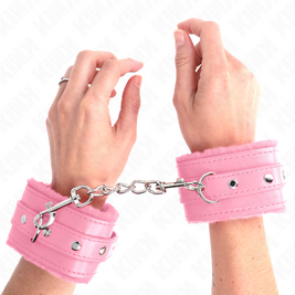 Kink - Cinturini Da Polso Premium Rivestiti In Pelliccia Rosa Con Cintura Rosa Regolabile 17-29 Cm X 6 Cm