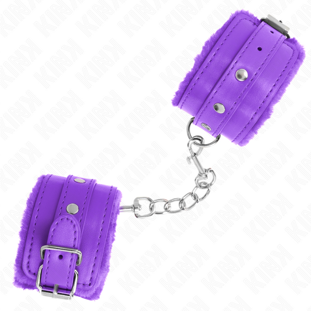 Kink - Cinturini Da Polso Premium Rivestiti In Pelliccia Viola Con Cintura Viola Regolabile 17-29 Cm X 6 Cm