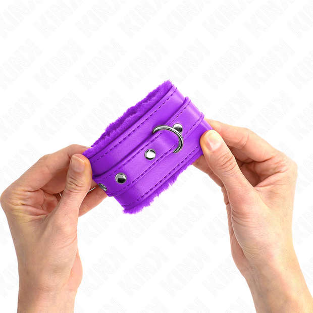 Kink - Cinturini Da Polso Premium Rivestiti In Pelliccia Viola Con Cintura Viola Regolabile 17-29 Cm X 6 Cm