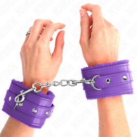 Kink - Cinturini Da Polso Premium Rivestiti In Pelliccia Viola Con Cintura Viola Regolabile 17-29 Cm X 6 Cm