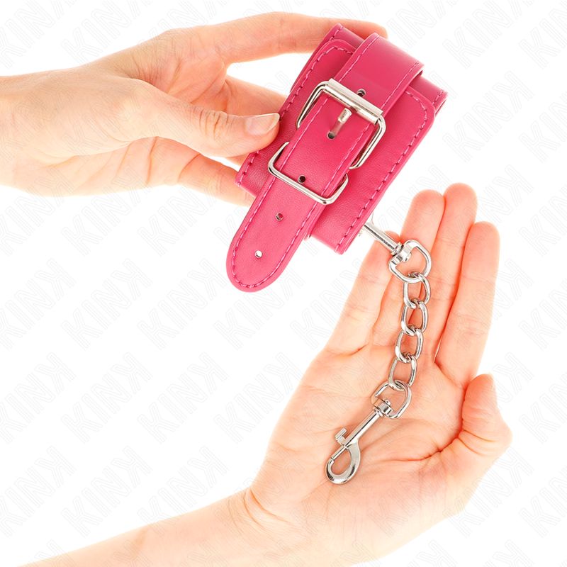 Kink - Cinturini Per Polsi Rosa Lampone Con Fodera Rosa Lampone Regolabili 20-28 Cm X 5,5 Cm