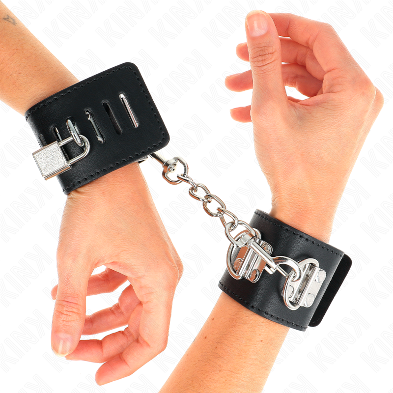Kink - Dispositivi Di Resistenza Al Polso Multiposizione Con Chiusura A Lucchetto Neri Regolabili 16-23 Cm X 5,5 Cm