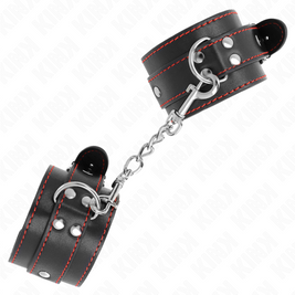 Kink - Cinturini Da Polso Neri Con Fodera Rossa Regolabili 20-28 Cm X 5,5 Cm