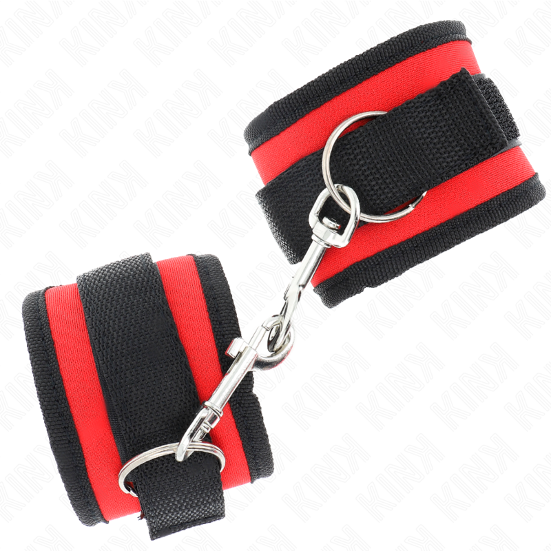 Kink - Cinture Per Polsi In Nylon Con Chiusura A Gancio E Anello Modello Rosso-Nero 2 Regolabili 18-35 Cm X 6 Cm