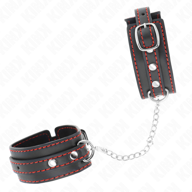 Kink - Piccoli Fermapolsi Neri Con Fodera Rossa Regolabili 14-24 Cm X 3,5 Cm